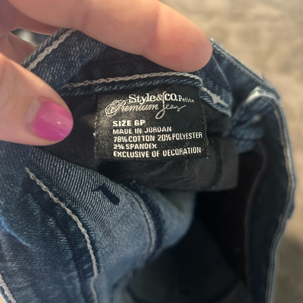 Style & Co. Dark Blue Embroidered Jeans - Picture 6 of 7